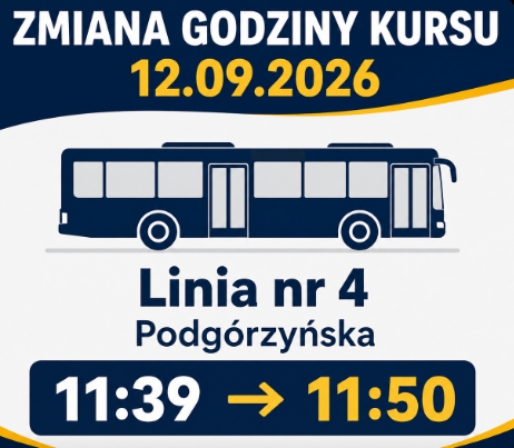 Zmiana kursu autobusu nr 4 w dniu 12.09.2026