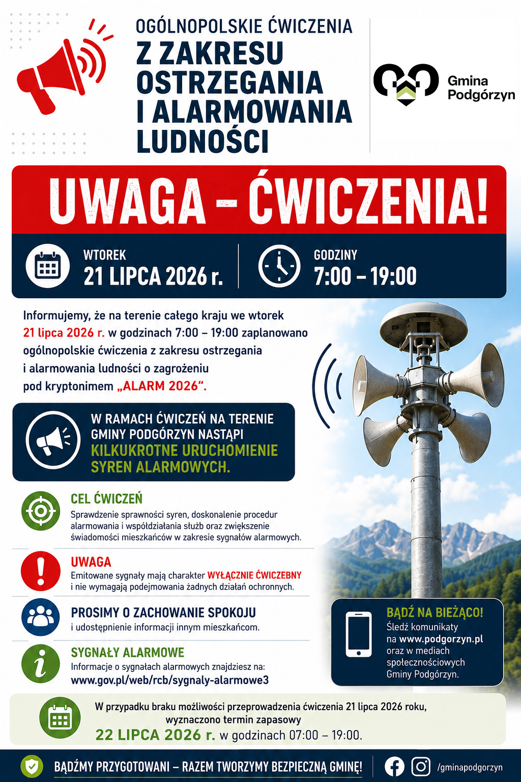 Ogólnopolskie ćwiczenia „ALARM 2026” – 21 lipca