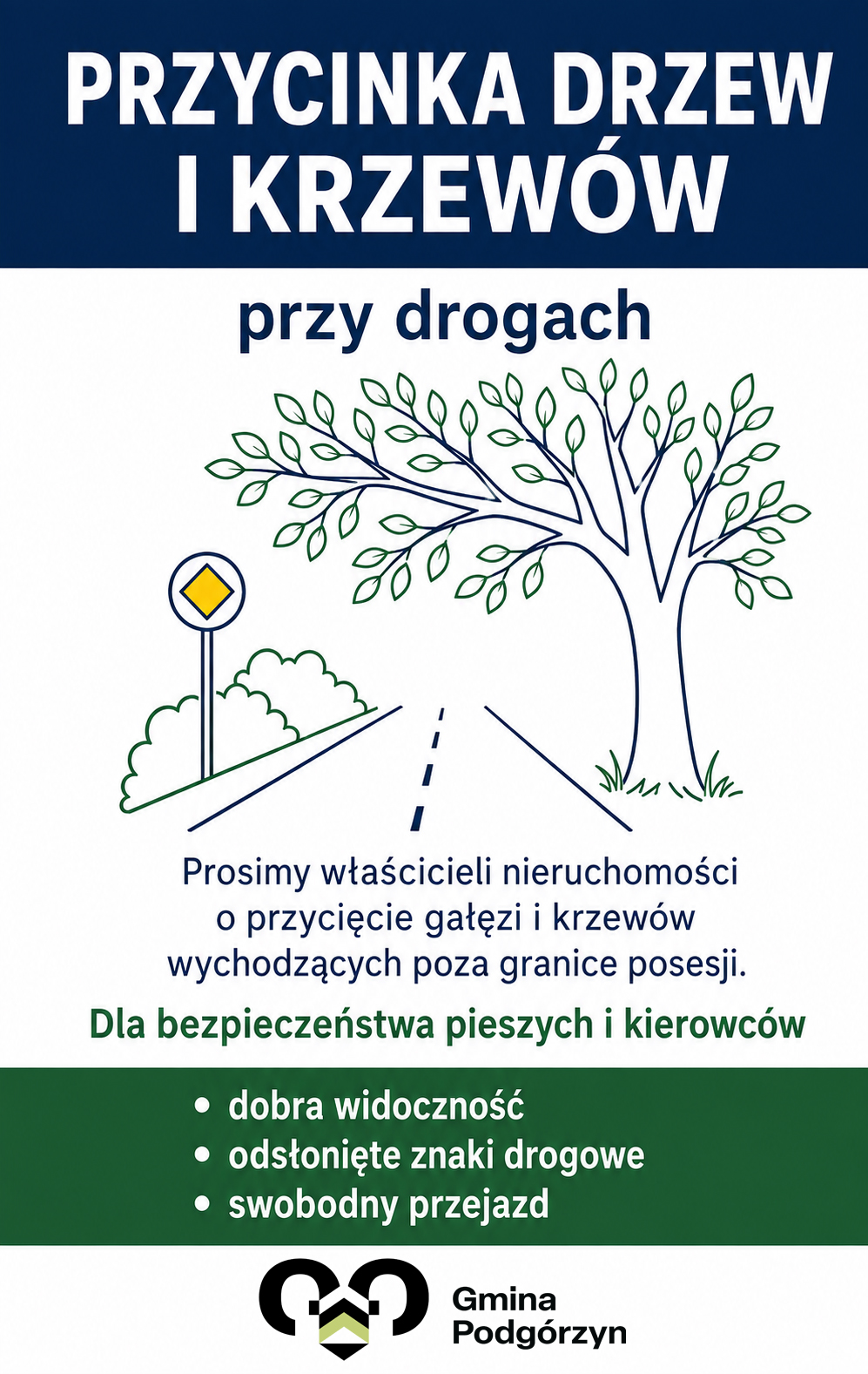 Przycinka gałęzi w drodze